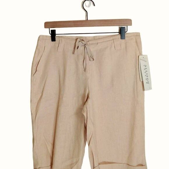 ALLISON Taylor Mid-Rise Cuffed Linen Capris Size 6 NWT - Picture 2 of 6